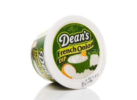 IRVINE, CALIFORNIA - 25 OCT 2019: A 16 ounce package of Deans French Onion Dip.