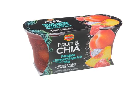 IRVINE, CA - JANUARY 4, 2018: Del Monte Fruit and Chia. The single serve cups provide flavor, fiber and 800mg of Omega-3s.