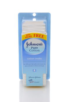 IRVINE, CA - DECEMBER 12, 2014: Johnson & Johnson Cotton Swabs. Johnson & Johnson founded in 1886, makes medical devices, pharmaceutical and consumer packaged goods.