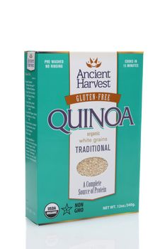 IRVINE, CALIFORNIA - JULY 14, 2014: A box of Ancient Harvest Quinoa. Quinoa is a South American grain known as "The Mother Grain" to Bolivians and is naturally Gluten Free.