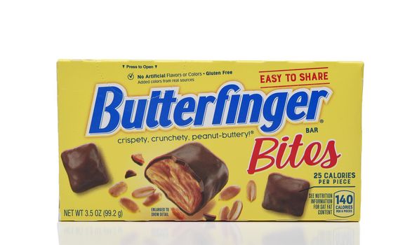 IRVINE, CALIFORNIA - 11 JUN 2021: A box of Butterfinger Bites chocolate and peanut butter candy.