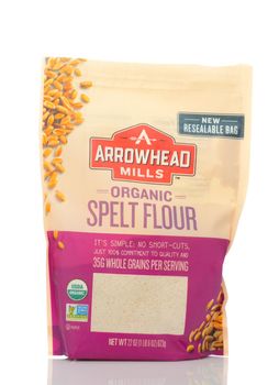 IRVINE, CALIFORNIA - MAY 22, 2019:  A bag of Arrowhead Mills Organic Spelt Flour.