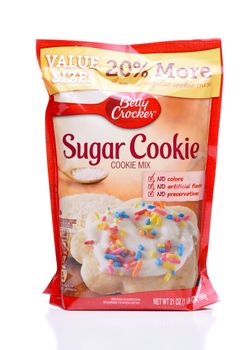 IRVINE, CALIFORNIA - DEC 4, 2018: Betty Crocker Sugar Cookie Mix. The package contains most of the ingerdients to make the popular snack food.