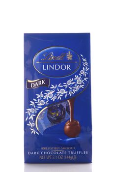 IRVINE, CALIFORNIA - MAY 6, 2019: A 5 ounce package of Lindor Dark Chocolate Truffles from Lindt. 