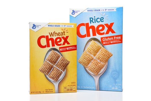 IRVINE, CALIFORNIA - AUGUST 30, 2019: A box of General Mills Wheat Chex and Rice Chex. 