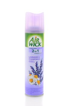 IRVINE, CA - JAN 31, 2011: Single aerosol can of Air Wick Lavender and Chamomile Freshener on a white background