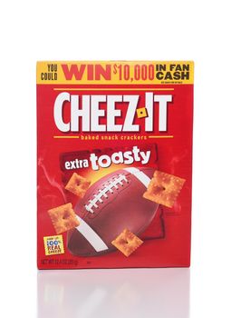 IRVINE, CALIFORNIA - 12 NOV 2020: A box of Cheez-It Extra Toasty Snack Crackers.