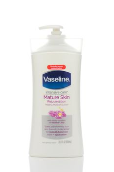 IRVINE, CALIFORNIA - MAY 22, 2019:  A bottle of Vaseline Intensive Care Mature Skin Rejuvenation Lotion.