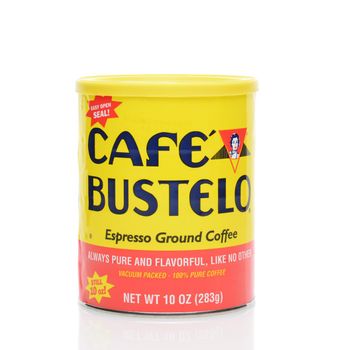 IRVINE, CA - JUNE 23, 2014: A can of Cafe Bustelo Espresso. Bustelos Coffee Roasters was started in 1931 in East Harlem, New York, by Gregorio Bustelo. 