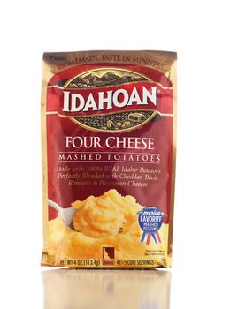 IRVINE, CALIFORNIA - DEC 28, 2018: A package of Idahoan Mashed Potatoes. The Dehydrated Process was developed in Lewisville, Idaho. 