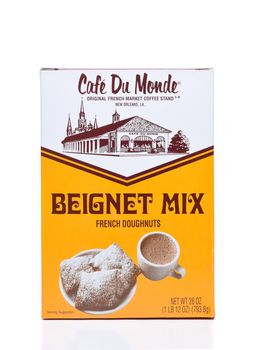 IRVINE, CALIFORNIA - DEC 4, 2018: Cafe du Monde Beignet Mix. Beignets are puffy square French doughnuts covered in powdered sugar.