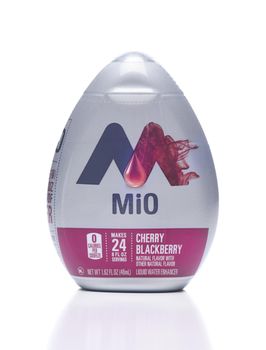 IRVINE, CALIFORNIA - 8 JUNE 2020: A bottle of Mi0 Cherry Blackberry Water Enhancer.