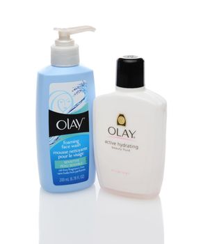 IRVINE, CA - DECEMBER 12, 2013: Two Bottles of Olay Beauty producys. Olay originated in South Africa as Oil of Olay, in 1949. It is now one of Procter & Gamble's multi-billion dollar brands. 