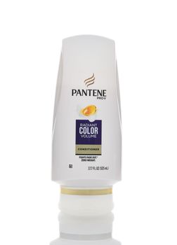 IRVINE, CALIF - AUGUST 30, 2018: Pantene Pro-V Conditioner. A bottle of Radian Color Volume hair care product.