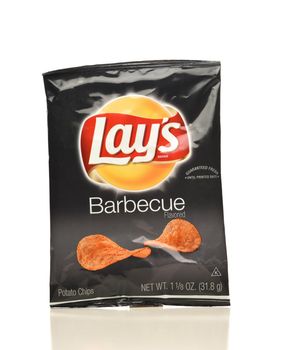 IRVINE, CA - APRIL 4, 2019:  A package of Barbecue Potato Chips from Frito-Lay.