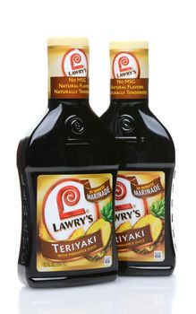 IRVINE, CA - JUNE 23, 2014: Two bottles of Lawry's Teriyaki Marinade. The brand owned by McCormick & Company, got its start at the Lawry's The Prime Rib Restaurant in Beverly Hills.