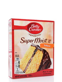 IRVINE, CALIFORNIA - AUGUST 14, 2019: A box of Betty Crocker Super Moist Yellow Cake Mix. 