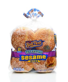 IRVINE, CALIFORNIA - JANUARY 4, 2018: Ball Park Tailgaters Sesame Buns. Partners with Ball Park brand franks and a division of Bimbo Bakeries USA.