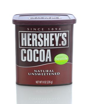 IRVINE, CA - January 11, 2013: A 8 oz. can of Hershey's Cocoa. The Hershey Company is the largest chocolate manufacturer in North America.