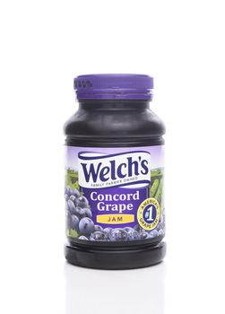 IRVINE, CALIFORNIA - JANUARY 22, 2017: Welchs Concord Grape Jam. Welch's is known for its grape juices, jams and jellies made from dark Concord grapes.
