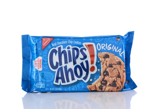 IRVINE, CA - JUNE 14, 2015: Nabisco Chips Ahoy Original Cookies. Originally known as the National Biscuit Company, Nabisco is an American manufacturer of cookies and snacks.