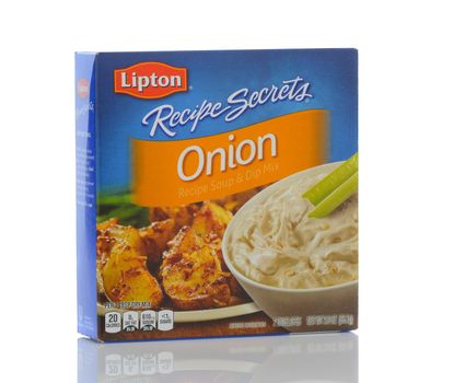 IRVINE, CALIFORNIA - MAY 22, 2019:  A box of Lipton Recipe Secrets Onion Soup and Dip Mix. 