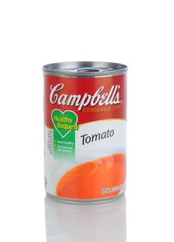 IRVINE, CA - January 11, 2013: A can of Campbells Condensed Tomato Soup. Headquartered in Camden, New Jersey, Campbell's products are sold in 120 countries around the world.