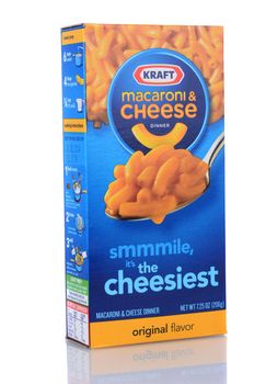 IRVINE, CA - February 06, 2013: A box of Kraft Macaroni and Cheese. The packaged meal was first introduced in 1937 during the Great Depression.