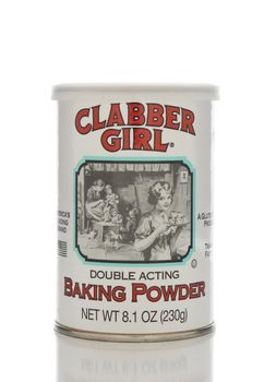 IRVINE, CA - JANUARY 23, 2015: A can of Clabber Girl brand Double Acting Baking Powder. America's Leading Brand is gluten free.