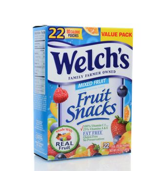 IRVINE, CA - JUNE 23, 2014: A box of Welch's Fruit Snacks. From The Promotion In Motion Companies, Inc. (PIM), is one of the leading manufacturers of popular brand name confections.
