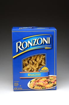 IRVINE, CA - January 21, 2013: A one pound box of Ronzoni Rotini Pasta. Rotini is corkscrew or spiral shaped pasta and One of the most versatile of all pasta shapes.