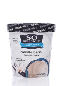 IRVINE, CALIFORNIA - 26 APRIL 2020:  A Carton of So Delicious Vanilla Bean Coconut Milk Non-Dairy Frozen Dessert.