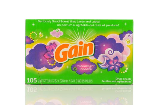 IRVINE, CALIFORNIA - MAY 22, 2019:  A Package of Gain Moonlight Breeze Dryer Sheets. 