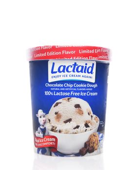 IRVINE, CALIFORNIA - AUGUST 14, 2019: A carton of Lactaid Chocolate Chip Cookie Dough Ice Cream. 