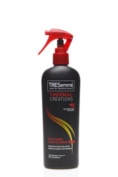 IRVINE, CALIFORNIA - AUGUST 20, 2019: A spray bottle of TRESemme Thermal Creations Heat Tamer Leave-in Spray. 