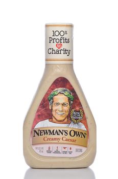 IRVINE, CALIFORNIA - 12 NOV 2020: A bottle of Newmans Own Creamy Casear Salad Dressing.