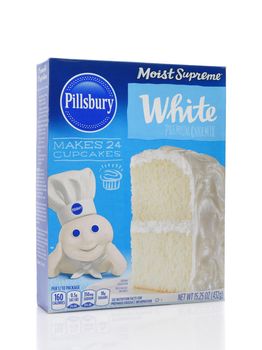 IRVINE, CALIFORNIA - AUGUST 20, 2019: A box of Pillsbury Moist Supreme Classic White Cake Mix. 