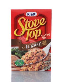IRVINE, CA - January 29, 2014: A 6 oz box of Stove Top Stuffing Mix for Turkey. Introduced in 1972 Kraft sells approximately 60 million boxes of Stove Top at Thanksgiving.