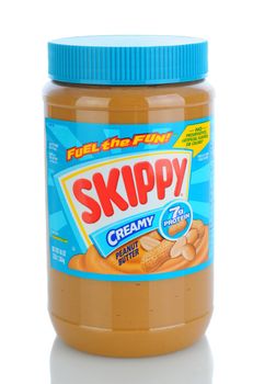 IRVINE, CA - January 11, 2013: A 48oz. plastic jar of Skippy Creamy Peanut Butter. Introduced in 1933 Skippy is the 2nd most popular Peanut Butter in the world.