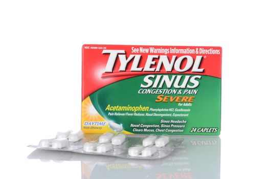 IRVINE, CA - JANUARY 15, 2014: A box pf Tylenol Sinus Daytime. The brand name Tylenol is owned by McNeil Consumer Healthcare, a subsidiary of Johnson & Johnson.