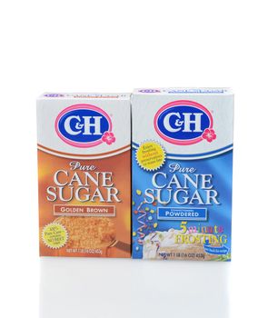 IRVINE, CALIFORNIA - DECEMBER 12, 2014: Two Boxes of C&H Sugar. C&H markets a variety of cane sugar products, including white granulated, brown, superfine, powdered and organic.