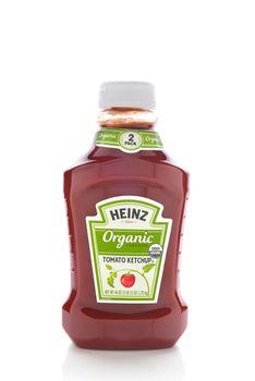 IRVINE, CALIFORNIA - NOVEMBER 16, 2016: A  bottle Heinz Organic Ketchup. With the same taste as their classic ketchup but every tomato is organically grown and USDA certified.