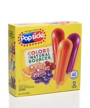 IRVINE, CALIFORNIA - 16 JUNE 2020: A box of Popsicle Orange, Grape and Cherry with natural colors. 