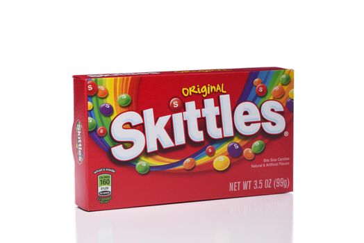 IRVINE, CALIFORNIA - JANUARY 5, 2018: Skittles Original Flavored Candies. A box of the popular fruit flavored chewy treats.