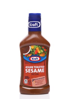 IRVINE, CALIFORNIA - 13 DECEMBER 2019: A bottle of Kraft Asian Toasted Sesame Dressing. 