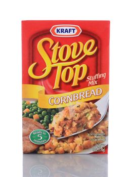IRVINE, CA - January 29, 2014: A 6 oz box of Stove Top Cornbread Stuffing Mix. Introduced in 1972 Kraft sells approximately 60 million boxes of Stove Top at Thanksgiving.