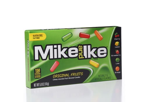 IRVINE, CALIFORNIA - JANUARY 5, 2018: Mike and Ike Original Fruits. A box of the popular chewy Candy coated treat.