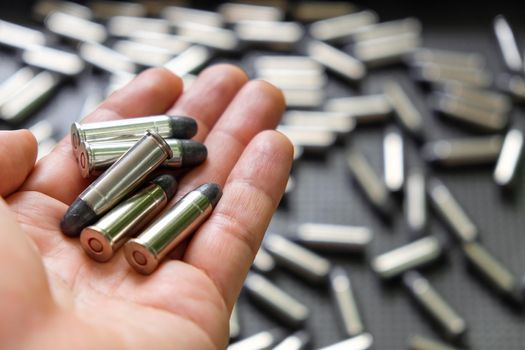 Bullets, Image of Cartridges of .38 pistols ammo.