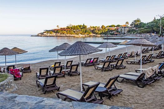 Kusadasi,Aydin,Turkey- July 25,2021.The view from Pinebay holiday village and resort in Kusadasi, in the sea and nature and summer sesason.