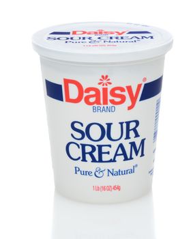 IRVINE, CA - DECEMBER 12, 2013: A 16 ounce container of Daisy Brand Sour Cream. Daisy Brand, founded in Chicago, has been producing dairy products since 1920.